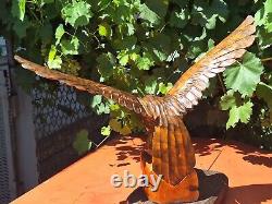 ORIGINAL Eagle Vintage Sculpture USSR Hand carved Home decor1960 Wooden figurin