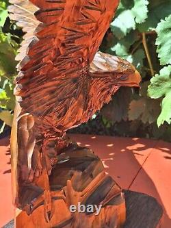 ORIGINAL Eagle Vintage Sculpture USSR Hand carved Home decor1960 Wooden figurin