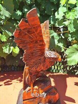 ORIGINAL Eagle Vintage Sculpture USSR Hand carved Home decor1960 Wooden figurin