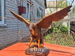 ORIGINAL Eagle Vintage Sculpture USSR Hand carved Home decor1960 Wooden figurin