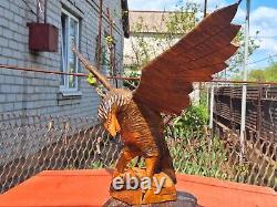 ORIGINAL Eagle Vintage Sculpture USSR Hand carved Home decor1960 Wooden figurin