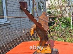 ORIGINAL Eagle Vintage Sculpture USSR Hand carved Home decor1960 Wooden figurin