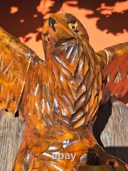 ORIGINAL Eagle Vintage Sculpture USSR Hand carved Home decor1960 Wooden figurin