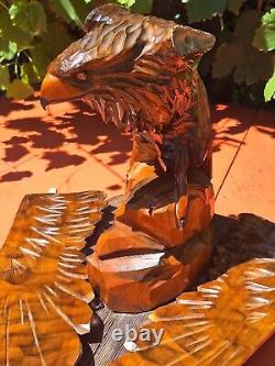 ORIGINAL Eagle Vintage Sculpture USSR Hand carved Home decor1960 Wooden figurin