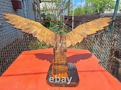 ORIGINAL Eagle Vintage Sculpture USSR Hand carved Home decor1960 Wooden figurin