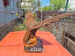 ORIGINAL Eagle Vintage Sculpture USSR Hand carved Home decor1960 Wooden figurin