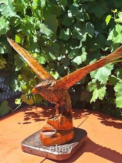 ORIGINAL Eagle Vintage Sculpture USSR Hand carved Home decor1960 Wooden figurin