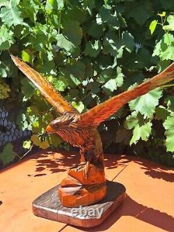 ORIGINAL Eagle Vintage Sculpture USSR Hand carved Home decor1960 Wooden figurin