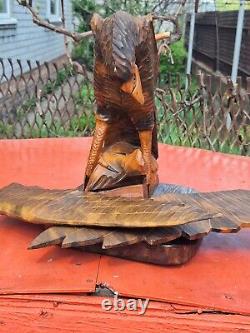 ORIGINAL Eagle Vintage Sculpture USSR Hand carved Home decor1960 Wooden figurin