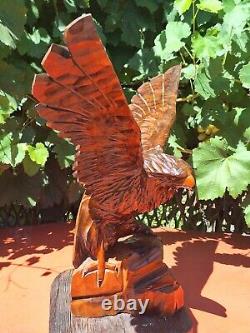 ORIGINAL Eagle Vintage Sculpture USSR Hand carved Home decor1960 Wooden figurin