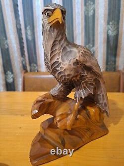 ORIGINAL Eagle Vintage Sculpture USSR Hand carved Home decor1966 Wooden figurin