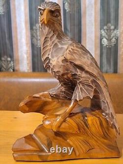 ORIGINAL Eagle Vintage Sculpture USSR Hand carved Home decor1966 Wooden figurin