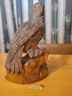 ORIGINAL Eagle Vintage Sculpture USSR Hand carved Home decor1966 Wooden figurin