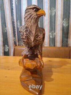 ORIGINAL Eagle Vintage Sculpture USSR Hand carved Home decor1966 Wooden figurin