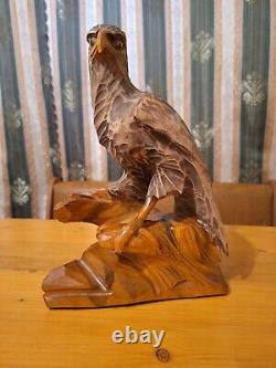 ORIGINAL Eagle Vintage Sculpture USSR Hand carved Home decor1966 Wooden figurin