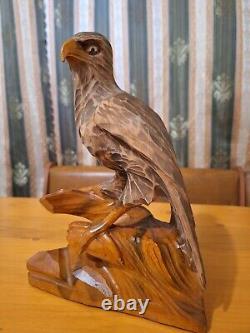 ORIGINAL Eagle Vintage Sculpture USSR Hand carved Home decor1966 Wooden figurin