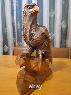 ORIGINAL Eagle Vintage Sculpture USSR Hand carved Home decor1966 Wooden figurin