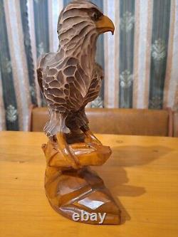 ORIGINAL Eagle Vintage Sculpture USSR Hand carved Home decor1966 Wooden figurin