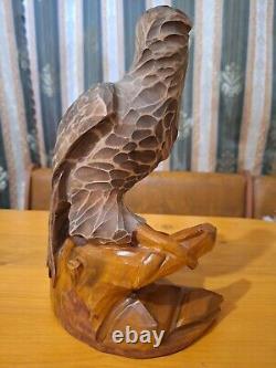 ORIGINAL Eagle Vintage Sculpture USSR Hand carved Home decor1966 Wooden figurin