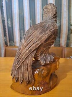 ORIGINAL Eagle Vintage Sculpture USSR Hand carved Home decor1966 Wooden figurin