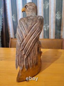 ORIGINAL Eagle Vintage Sculpture USSR Hand carved Home decor1966 Wooden figurin