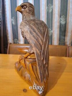 ORIGINAL Eagle Vintage Sculpture USSR Hand carved Home decor1966 Wooden figurin