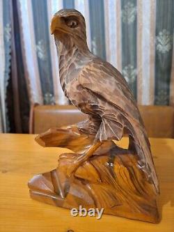 ORIGINAL Eagle Vintage Sculpture USSR Hand carved Home decor1966 Wooden figurin