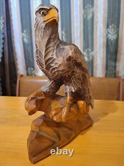 ORIGINAL Eagle Vintage Sculpture USSR Hand carved Home decor1966 Wooden figurin