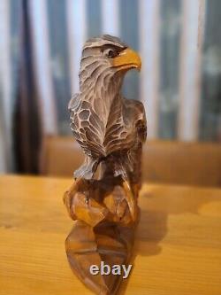 ORIGINAL Eagle Vintage Sculpture USSR Hand carved Home decor1966 Wooden figurin