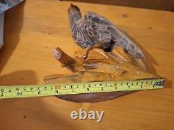 ORIGINAL Eagle Vintage Sculpture USSR Hand carved Home decor1966 Wooden figurin