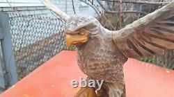 ORIGINAL Eagle Vintage Sculpture USSR Hand carved Home decor1970 Wooden figurin