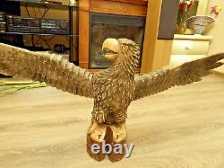 ORIGINAL Eagle Vintage Sculpture USSR Hand carved Home decor1970 Wooden figurin