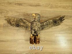 ORIGINAL Eagle Vintage Sculpture USSR Hand carved Home decor1970 Wooden figurin