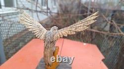 ORIGINAL Eagle Vintage Sculpture USSR Hand carved Home decor1970 Wooden figurin