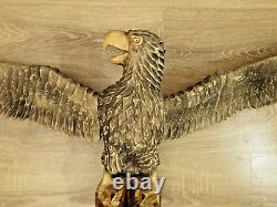 ORIGINAL Eagle Vintage Sculpture USSR Hand carved Home decor1970 Wooden figurin