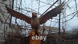 ORIGINAL Eagle Vintage Sculpture USSR Hand carved Home decor1970 Wooden figurin