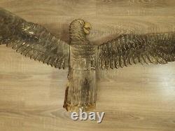 ORIGINAL Eagle Vintage Sculpture USSR Hand carved Home decor1970 Wooden figurin