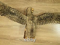 ORIGINAL Eagle Vintage Sculpture USSR Hand carved Home decor1970 Wooden figurin