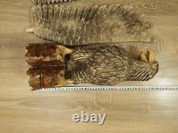 ORIGINAL Eagle Vintage Sculpture USSR Hand carved Home decor1970 Wooden figurin