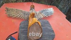 ORIGINAL Eagle Vintage Sculpture USSR Hand carved Home decor1970 Wooden figurin