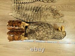 ORIGINAL Eagle Vintage Sculpture USSR Hand carved Home decor1970 Wooden figurin