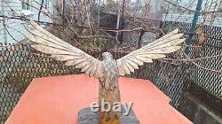 ORIGINAL Eagle Vintage Sculpture USSR Hand carved Home decor1970 Wooden figurin