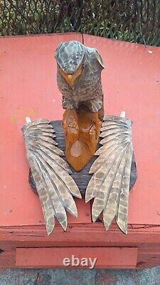 ORIGINAL Eagle Vintage Sculpture USSR Hand carved Home decor1970 Wooden figurin