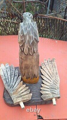 ORIGINAL Eagle Vintage Sculpture USSR Hand carved Home decor1970 Wooden figurin