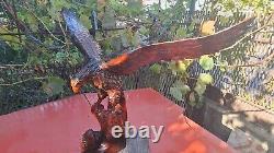 ORIGINAL Eagle Vintage Sculpture USSR Hand carved Home decor1975 Wooden figurin