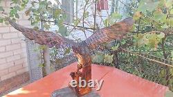 ORIGINAL Eagle Vintage Sculpture USSR Hand carved Home decor1975 Wooden figurin