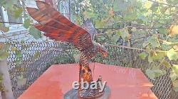 ORIGINAL Eagle Vintage Sculpture USSR Hand carved Home decor1975 Wooden figurin