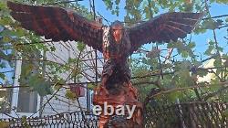 ORIGINAL Eagle Vintage Sculpture USSR Hand carved Home decor1975 Wooden figurin