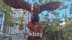 ORIGINAL Eagle Vintage Sculpture USSR Hand carved Home decor1975 Wooden figurin