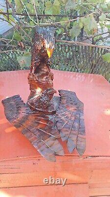 ORIGINAL Eagle Vintage Sculpture USSR Hand carved Home decor1975 Wooden figurin